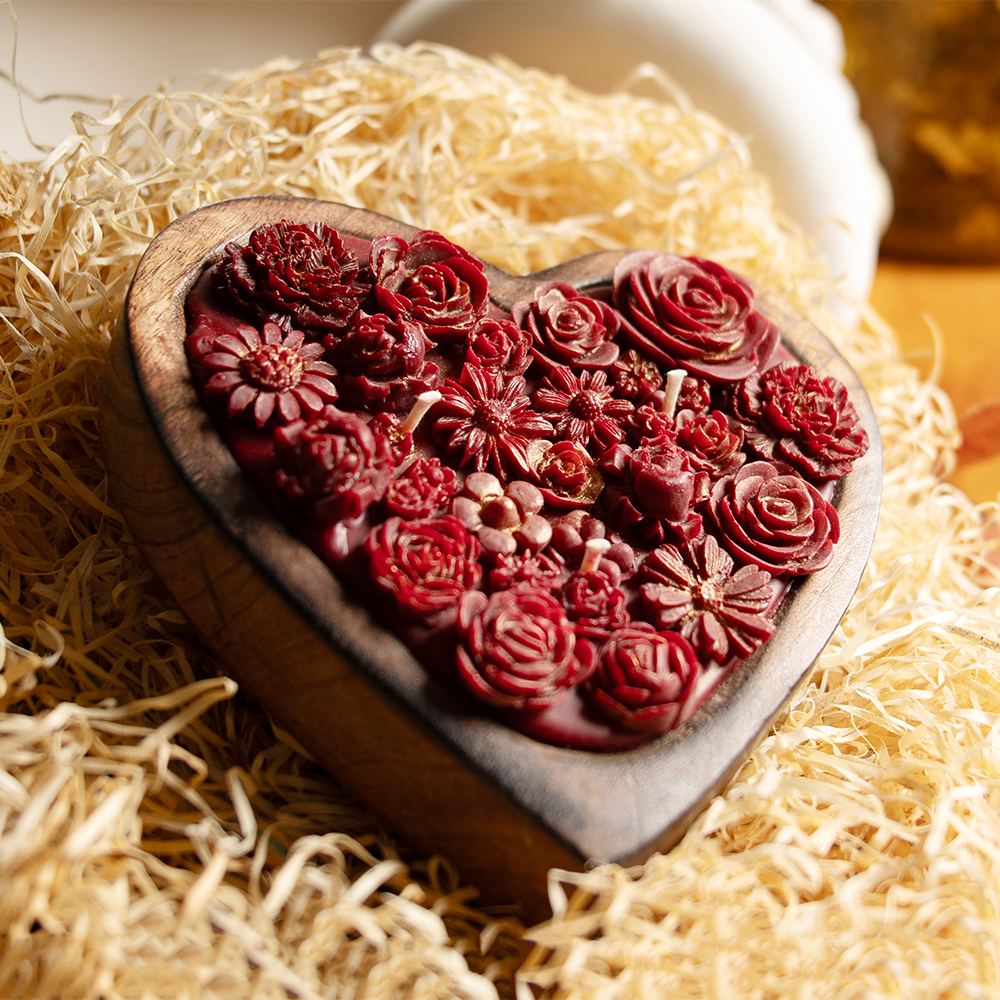 Wooden Heart Candle